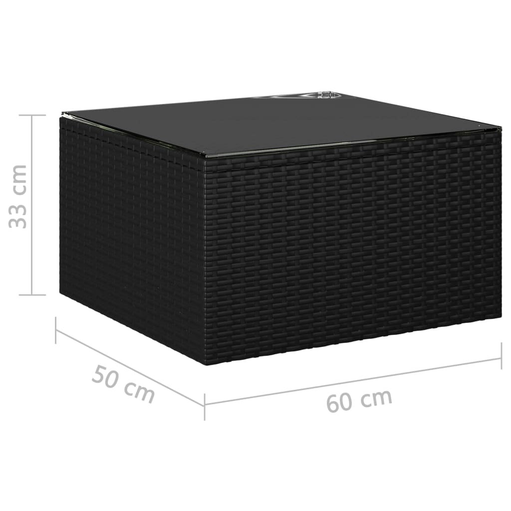 Set de muebles de jardín 10 pzas cojines ratán sintético negro
