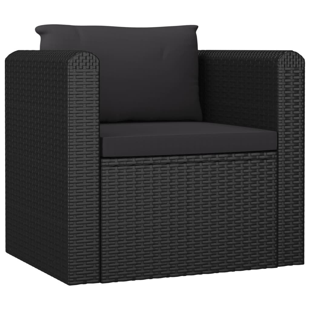 Set de muebles de jardín 10 pzas cojines ratán sintético negro