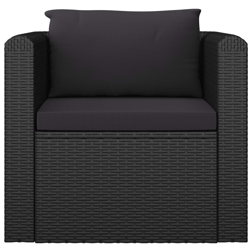 Set de muebles de jardín 10 pzas cojines ratán sintético negro