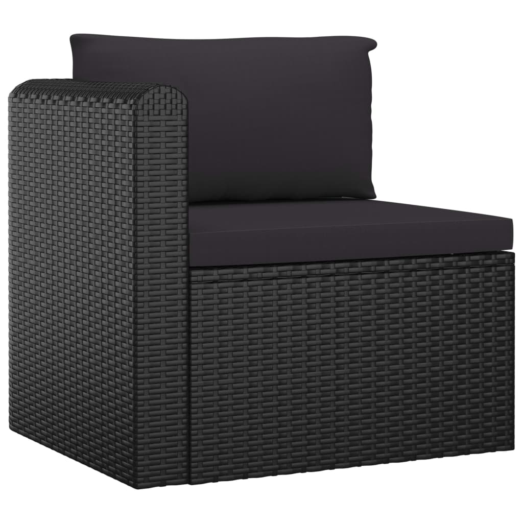 Set de muebles de jardín 10 pzas cojines ratán sintético negro