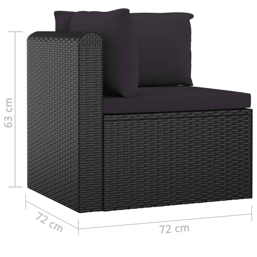 Set de muebles de jardín 10 pzas cojines ratán sintético negro