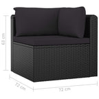 Set de muebles de jardín 10 pzas cojines ratán sintético negro
