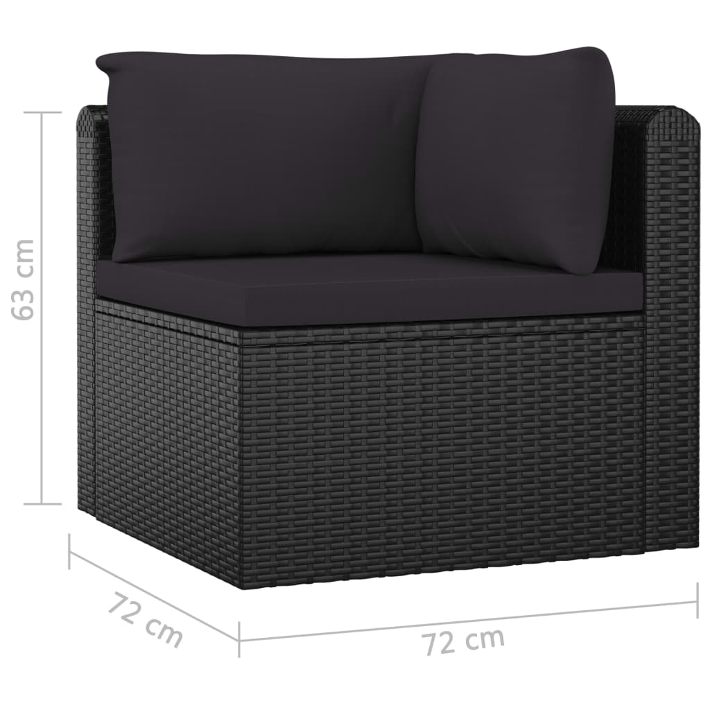 Set de muebles de jardín 10 pzas cojines ratán sintético negro