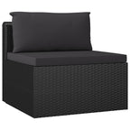 Set de muebles de jardín 10 pzas cojines ratán sintético negro