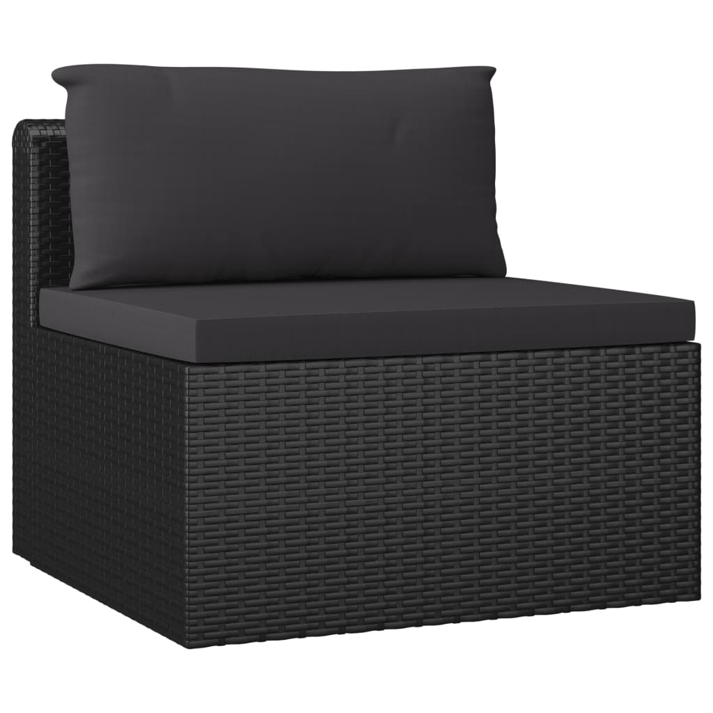 Set de muebles de jardín 10 pzas cojines ratán sintético negro