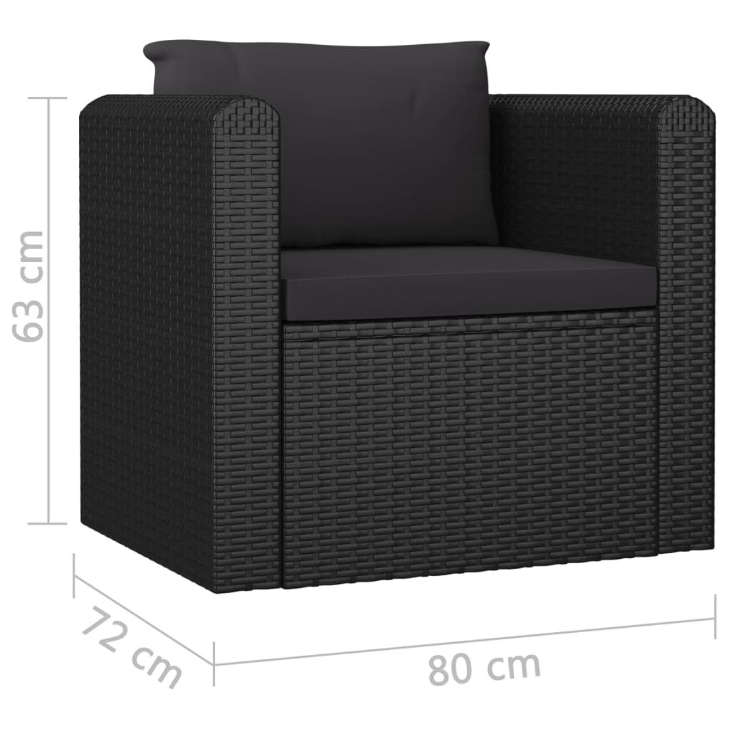 Set de muebles de jardín 10 pzas cojines ratán sintético negro