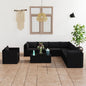 10-Piece Garden Furniture Set with Cushions Black Poly Rattan
