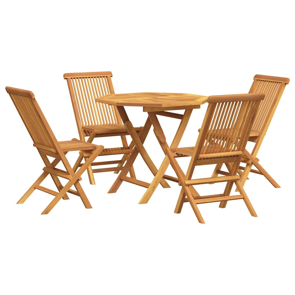 Conjunto de comedor de jardín 5 piezas madera maciza de teca