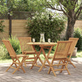 Conjunto de comedor de jardín 5 piezas madera maciza de teca