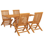 Conjunto de comedor de jardín 5 piezas madera maciza de teca