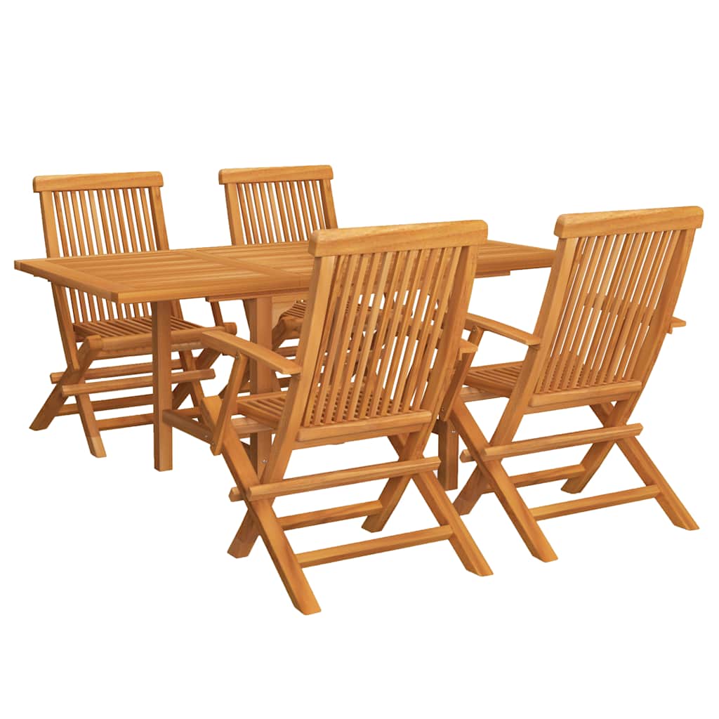 Juego de comedor para jardín 5 piezas madera maciza teca