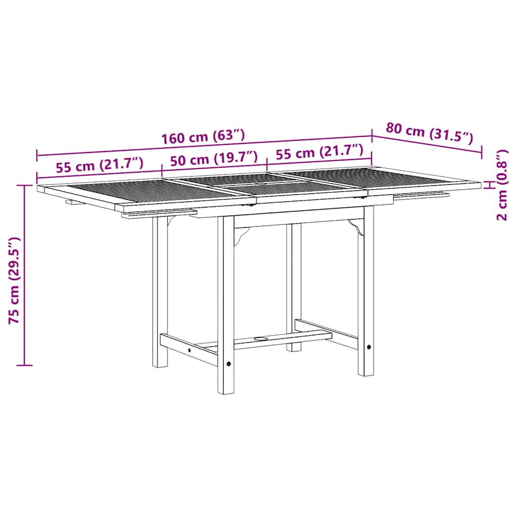 Juego de comedor para jardín 5 piezas madera maciza teca