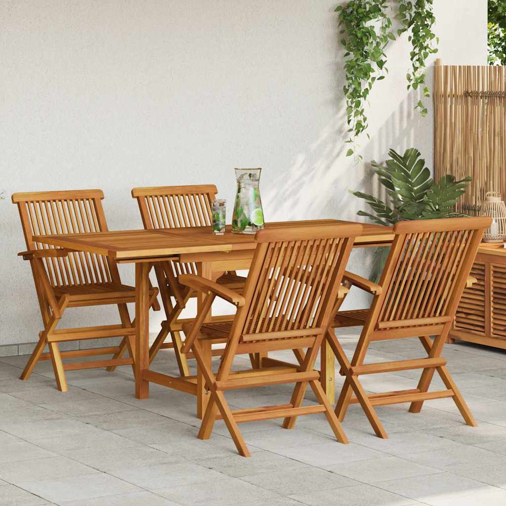 Juego de comedor para jardín 5 piezas madera maciza teca