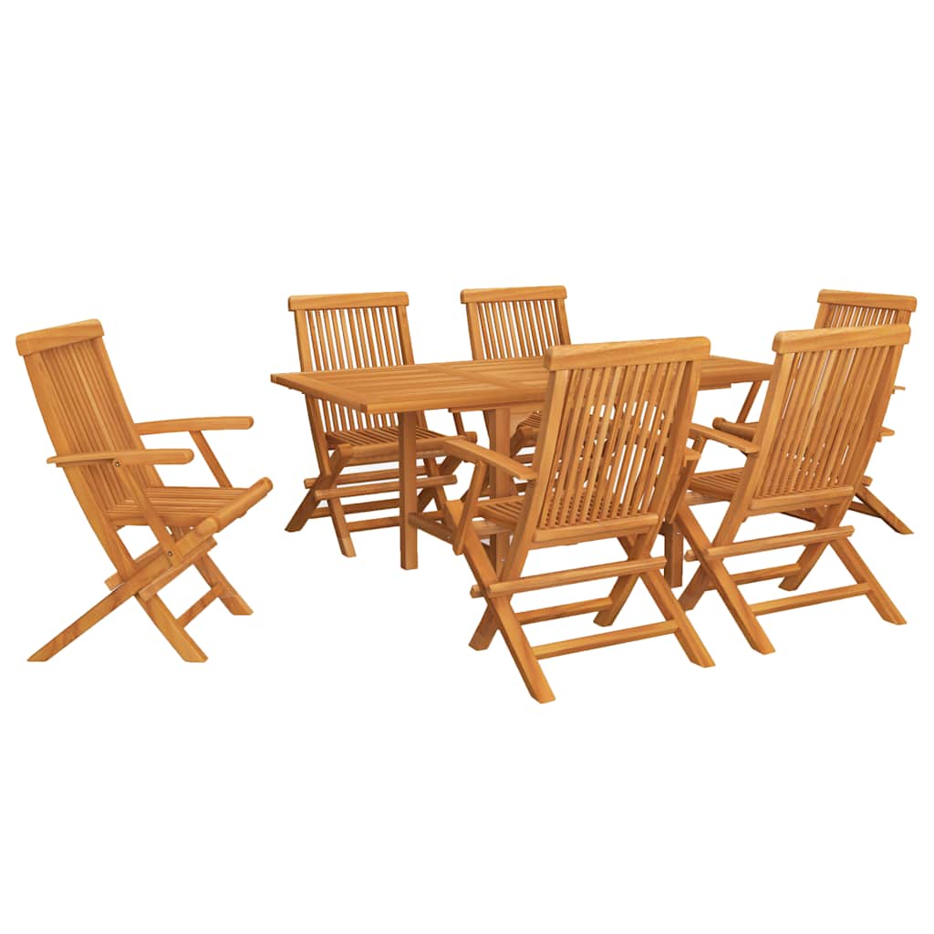 Juego de comedor para jardín 7 piezas madera maciza teca
