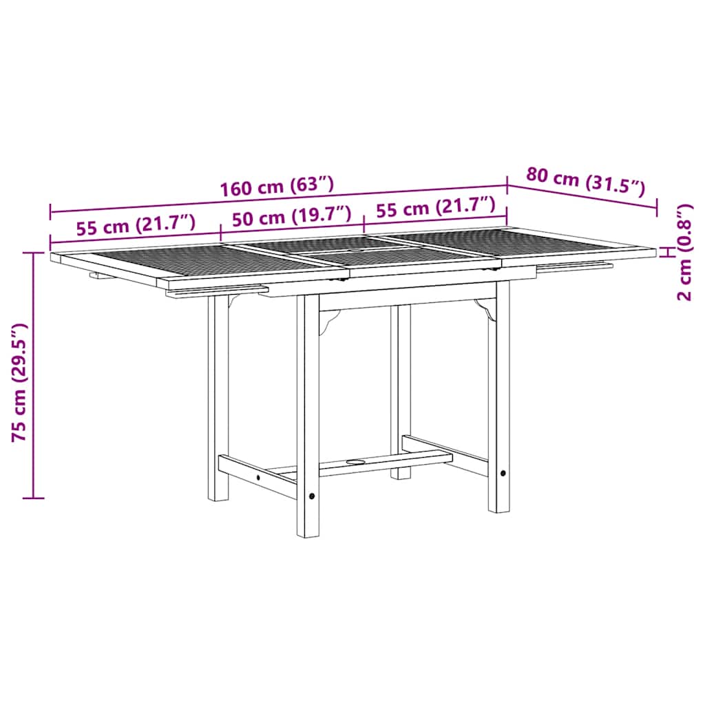 Juego de comedor para jardín 7 piezas madera maciza teca