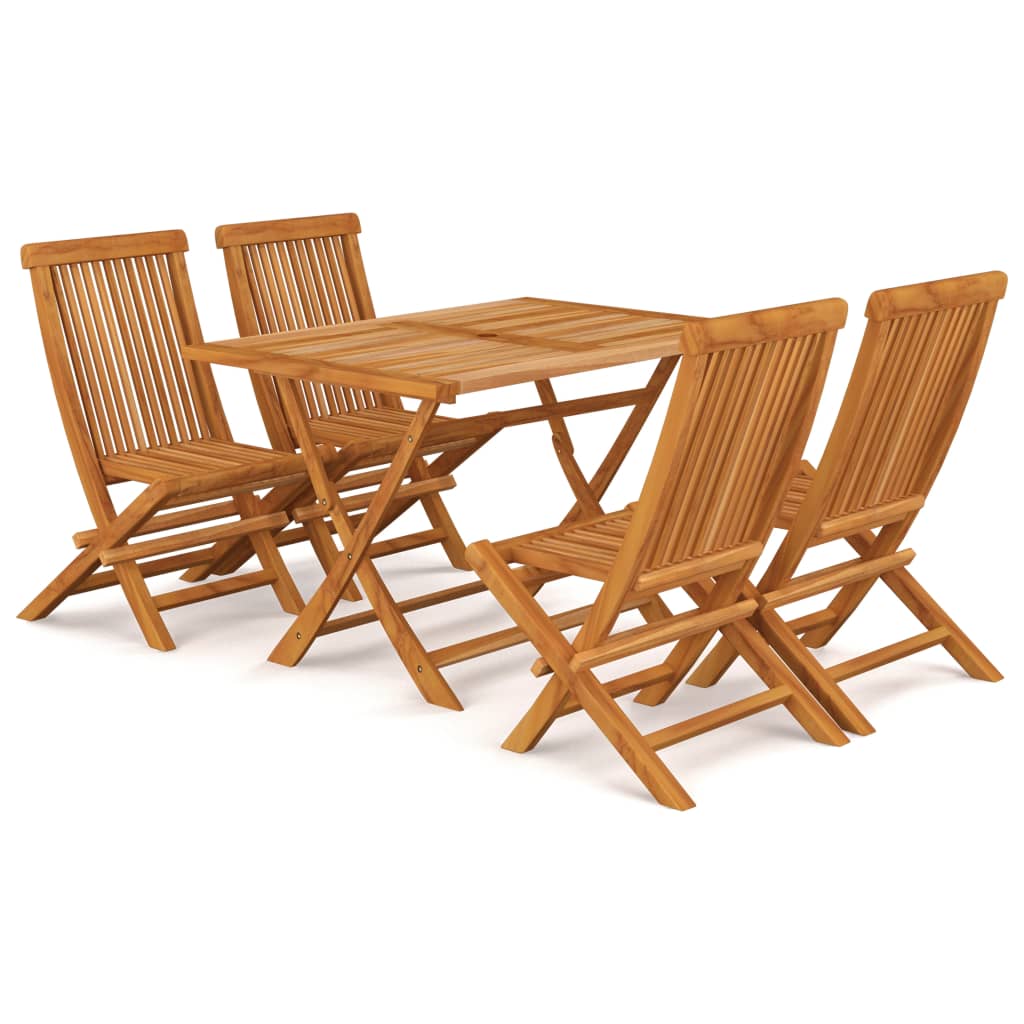 Conjunto de comedor de jardín 5 piezas madera maciza de teca