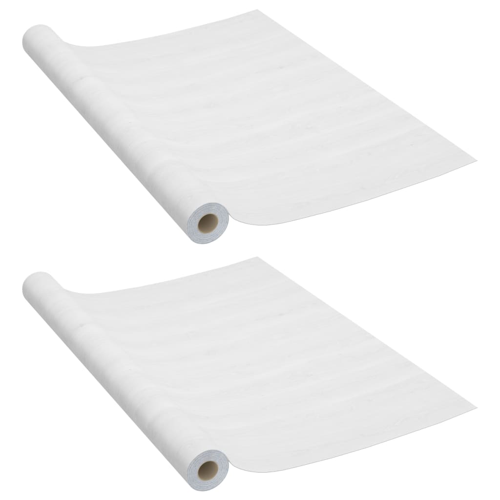 Láminas autoadhesivas muebles 2 uds PVC madera blanca 500x90 cm