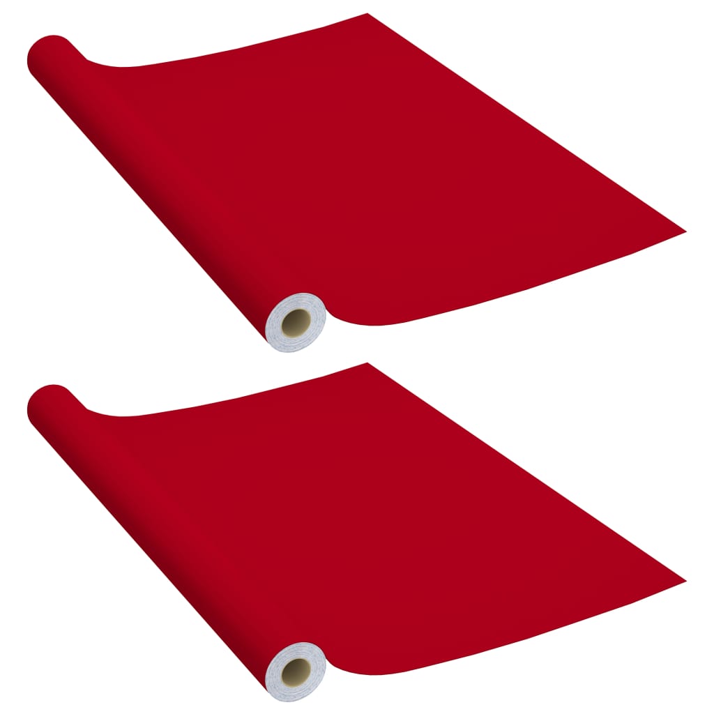 Láminas autoadhesivas muebles 2 uds PVC rojo 500x90 cm