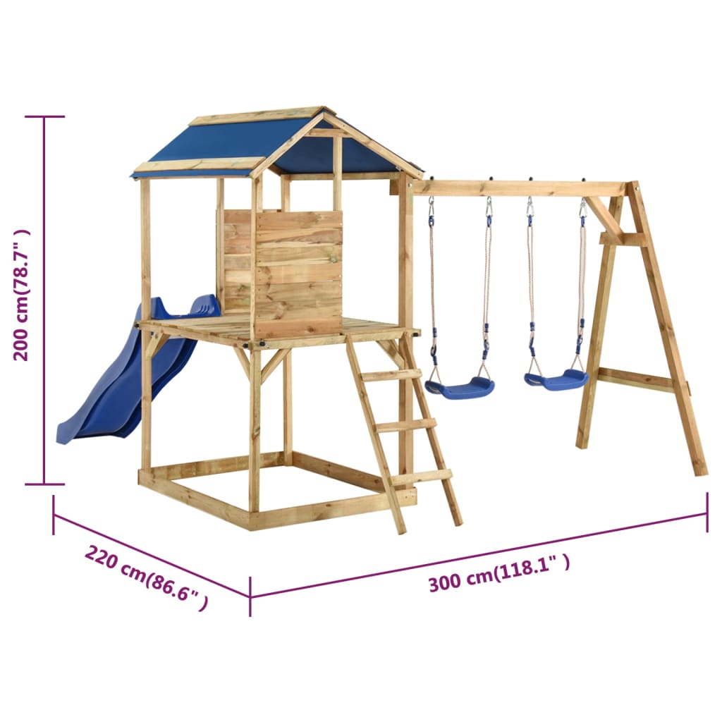 Parque infantil de exterior madera de pino impregnada