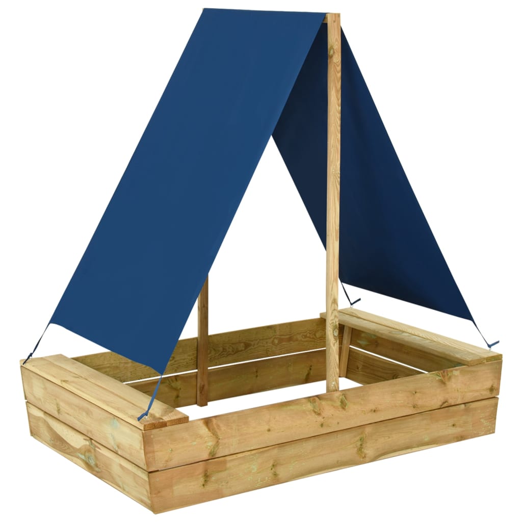Arenero con tejado de madera de pino impregnada 160x100x133 cm