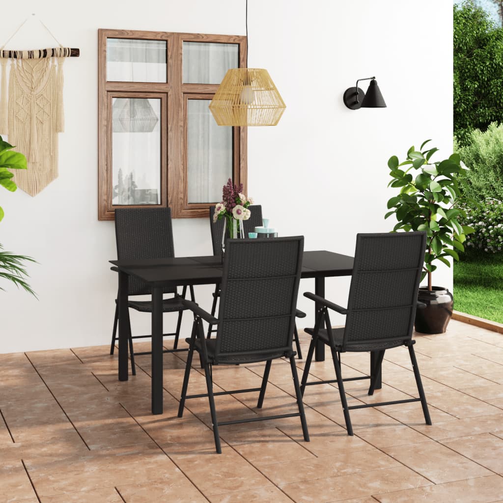 Juego de comedor para jardín 3 piezas negro