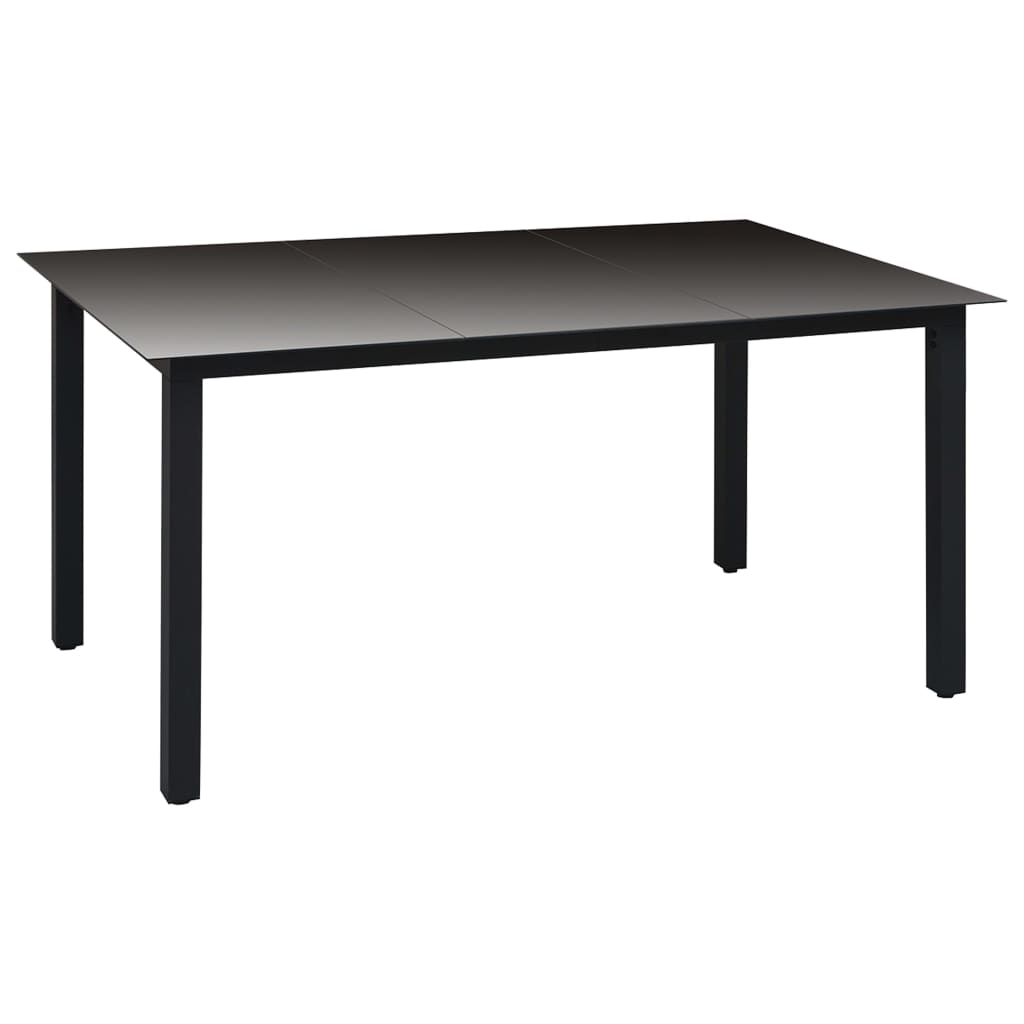 Juego de comedor para jardín 7 piezas negro