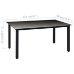 Juego de comedor para jardín 7 piezas negro