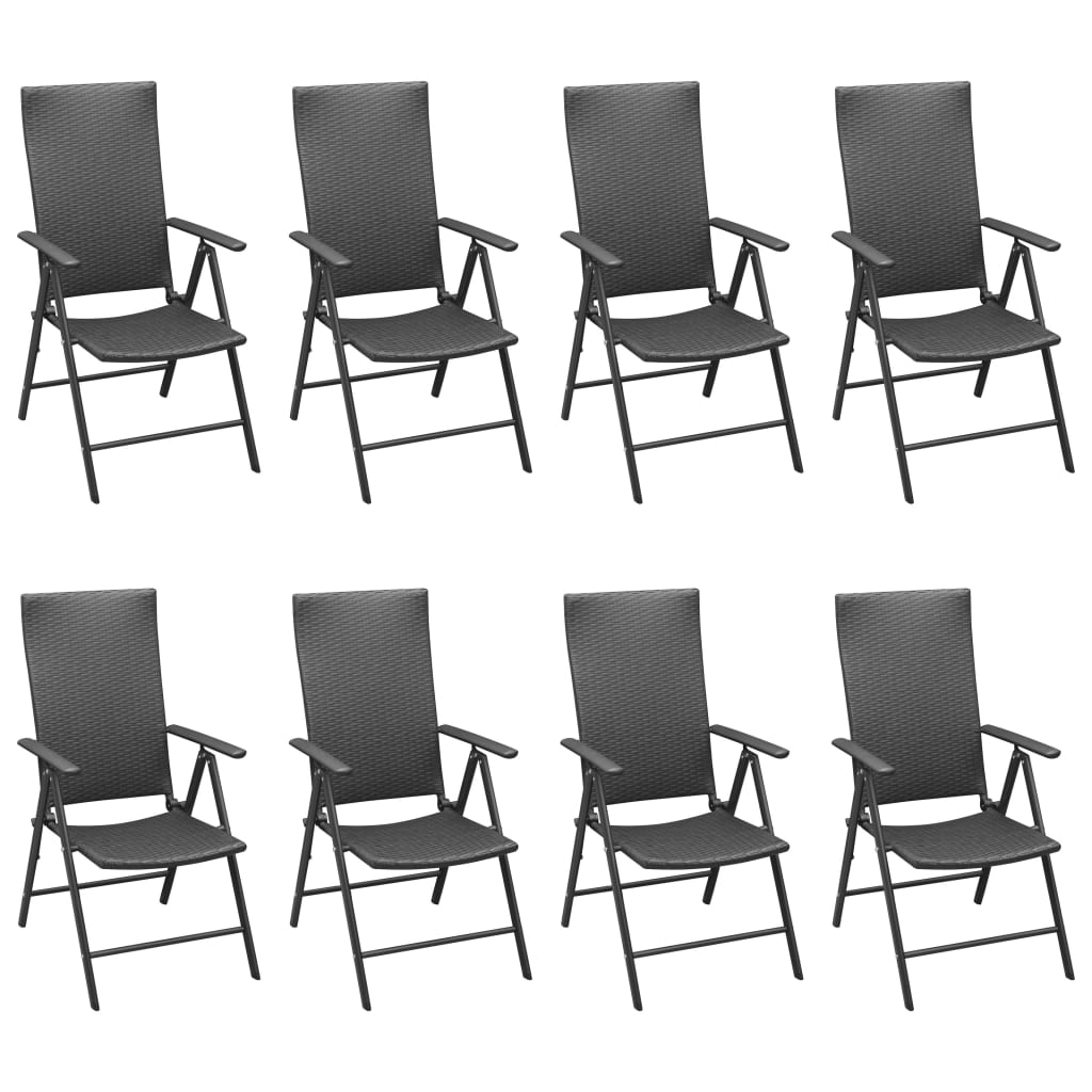 Juego de comedor para jardín 9 piezas negro