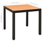 Juego de comedor de jardín 5 piezas negro y marrón
