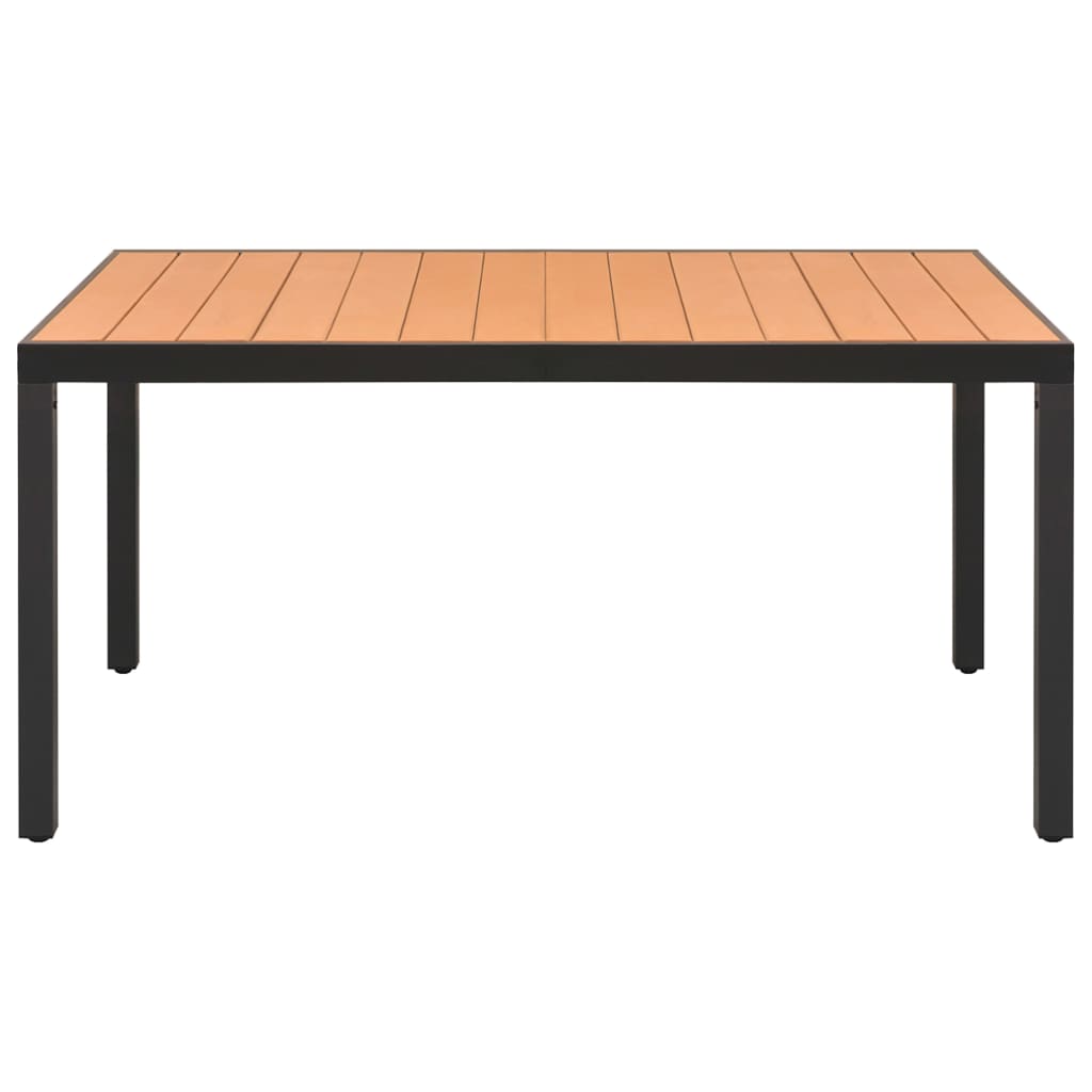 Juego de comedor de jardín 7 piezas negro y marrón