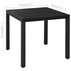 Juego de comedor de jardín 3 piezas negro