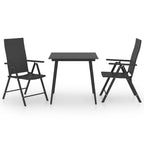 Juego de comedor para jardín 3 piezas negro