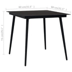 Juego de comedor para jardín 3 piezas negro