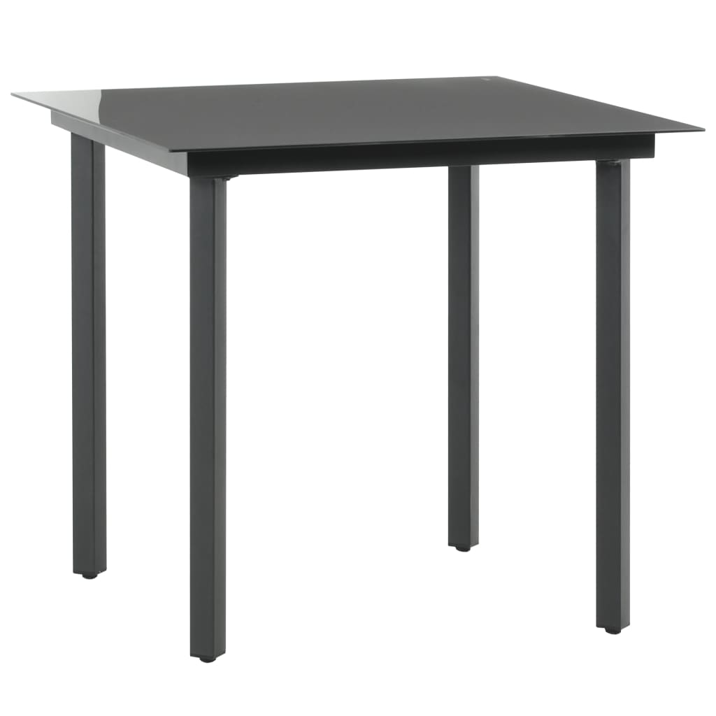 Set de comedor de jardín de 3 piezas PVC ratán negro