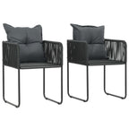 Set de comedor de jardín de 3 piezas PVC ratán negro