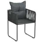 Set de comedor de jardín de 3 piezas PVC ratán negro