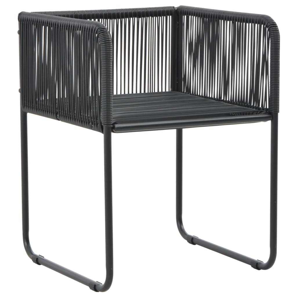 Set de comedor de jardín de 3 piezas PVC ratán negro