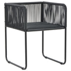 Set de comedor de jardín de 3 piezas PVC ratán negro