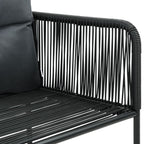 Set de comedor de jardín de 3 piezas PVC ratán negro