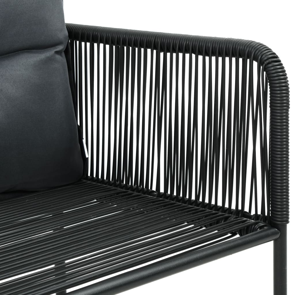 Set de comedor de jardín de 3 piezas PVC ratán negro