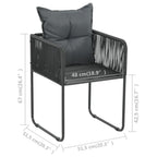 Set de comedor de jardín de 3 piezas PVC ratán negro