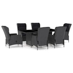Set comedor jardín 7 pzas cojines ratán sintético gris oscuro