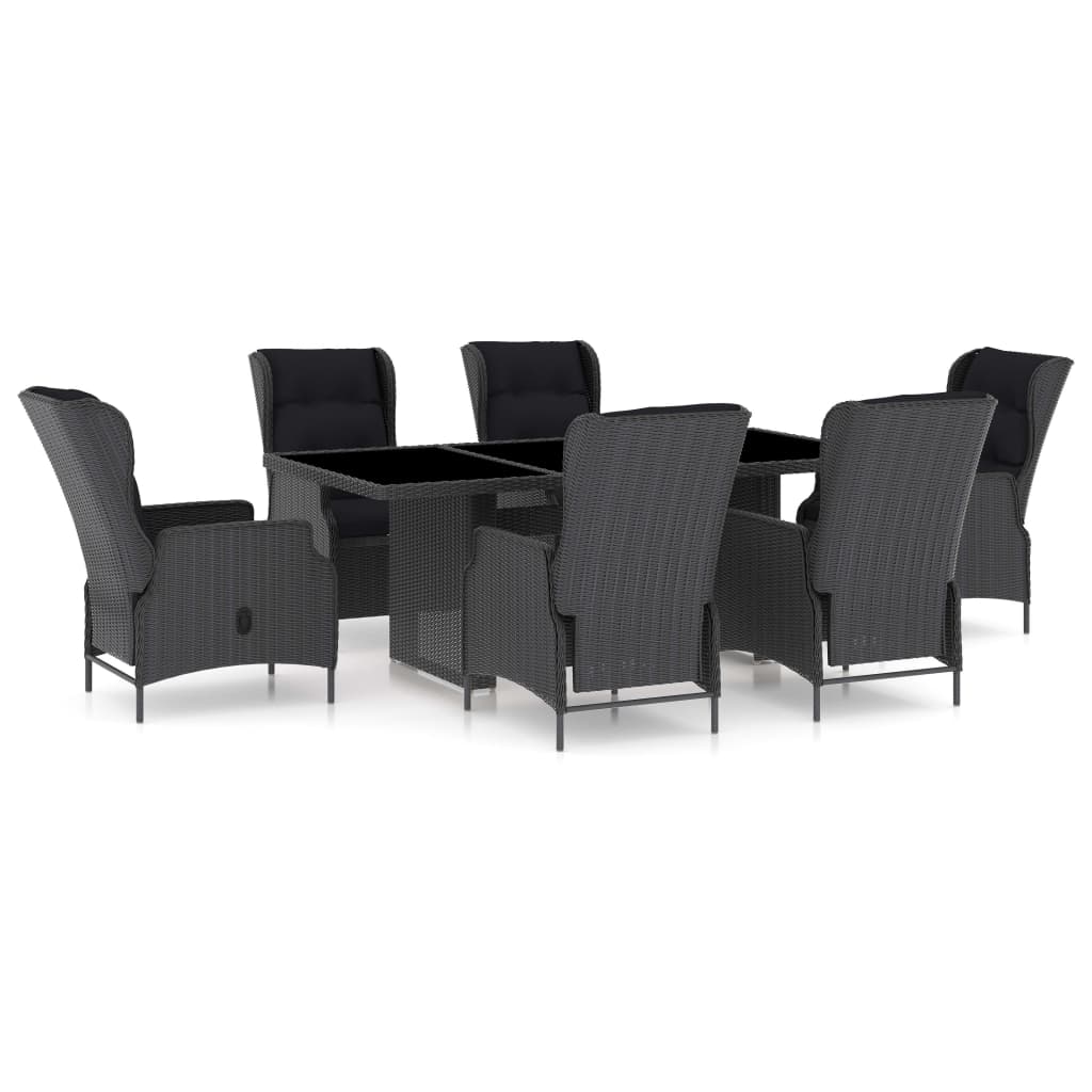 Set comedor jardín 7 pzas cojines ratán sintético gris oscuro