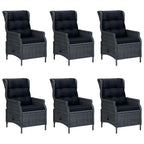 Set comedor jardín 7 pzas cojines ratán sintético gris oscuro