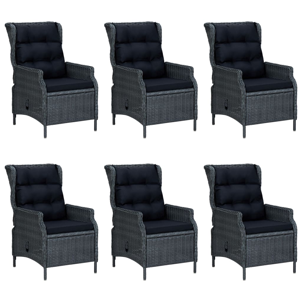 Set comedor jardín 7 pzas cojines ratán sintético gris oscuro