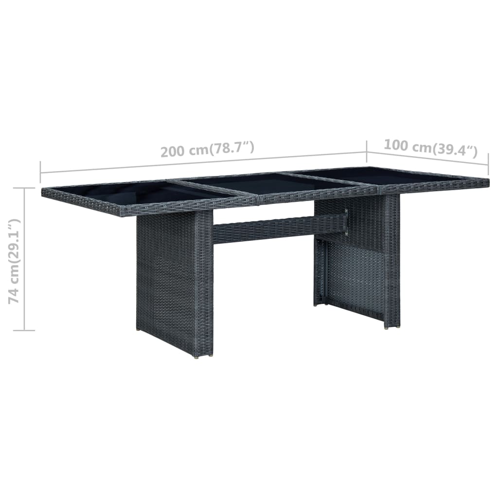 Set comedor jardín 7 pzas cojines ratán sintético gris oscuro