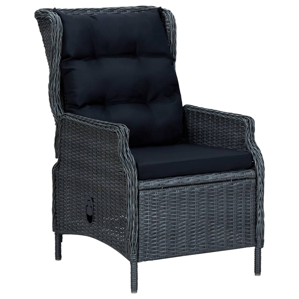 Set comedor jardín 7 pzas cojines ratán sintético gris oscuro
