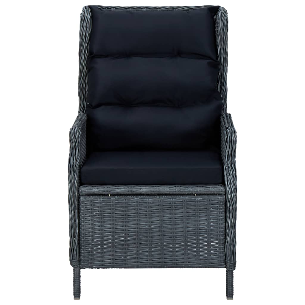 Set comedor jardín 7 pzas cojines ratán sintético gris oscuro