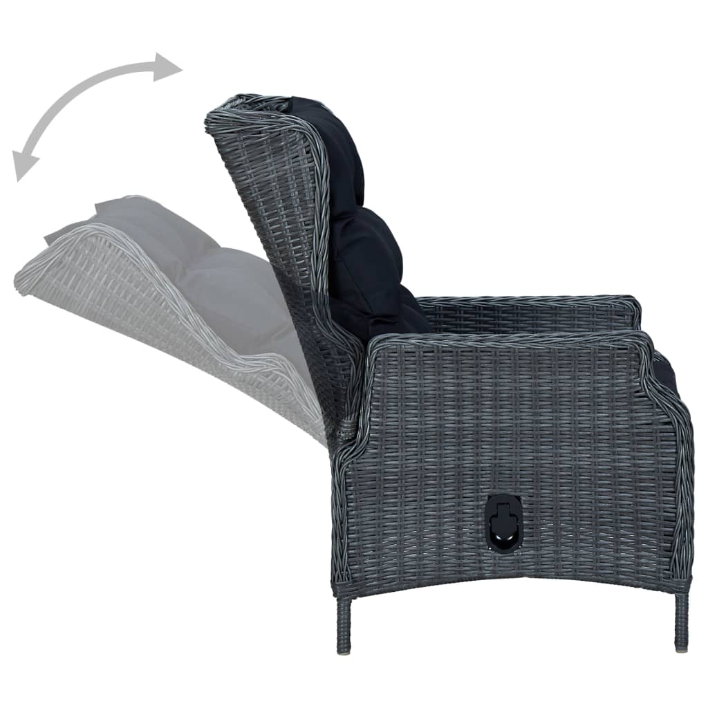 Set comedor jardín 7 pzas cojines ratán sintético gris oscuro