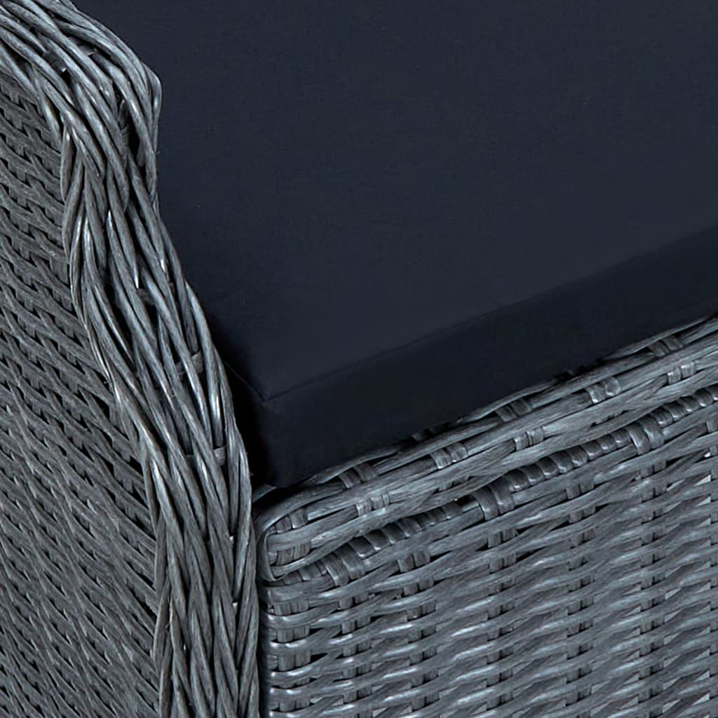 Set comedor jardín 7 pzas cojines ratán sintético gris oscuro